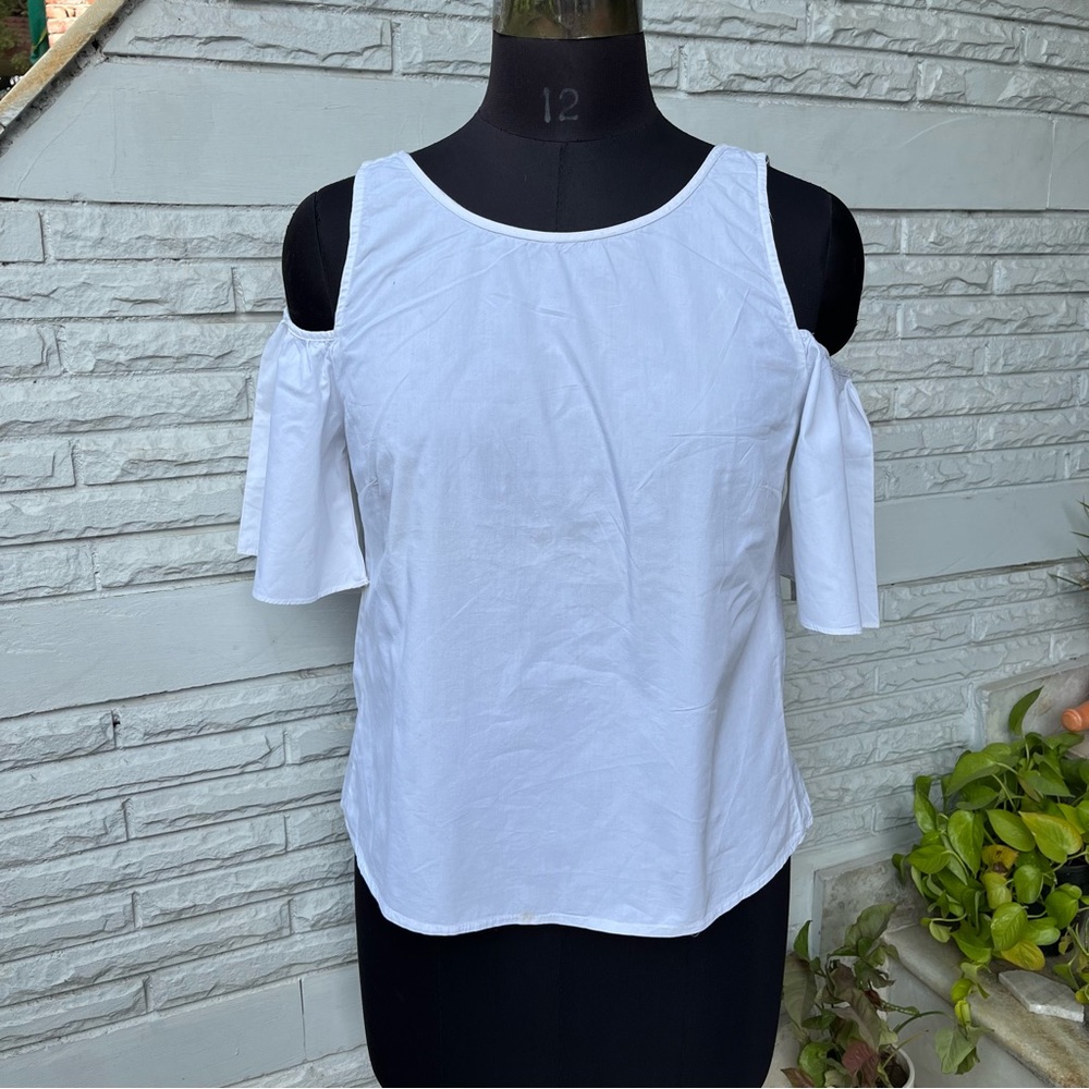 White Cold Shoulder Top - Picture 1 of 5
